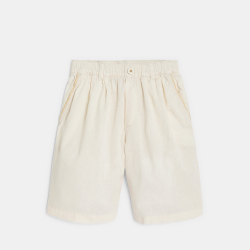 شورت فضفاض للأولاد من الكتان الأبيض السادة